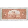 1935 Bank of Canada $5 Prince of Wales English Series A Bill Note (VF25)
