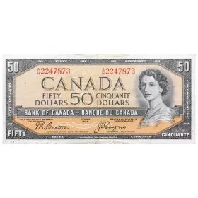 1954 Bank of Canada $50 Dollar Beattie/Coyne Bill Note Devils Face Variety-F15