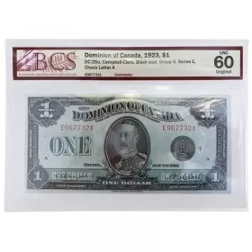 1923 Dominion of Canada $1 Bill Note BCS Graded UNC-60