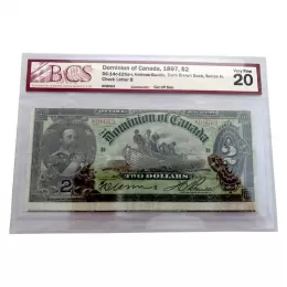 1897 Dominion of Canada $2 HRH Prince of Wales Bill Note BCS Graded VF-20 1897 Dominion of Canada $2 HRH Prince of Wales Bill Note BCS Graded VF-20
