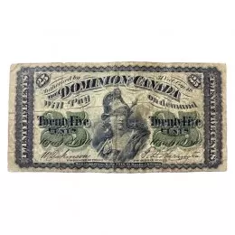 1870 Dominion of Canada 25-Cent Shinplaster Series Plain Fractional Note (G+) 1870 Dominion of Canada 25-Cent Shinplaster Series Plain Fractional Note (G+)