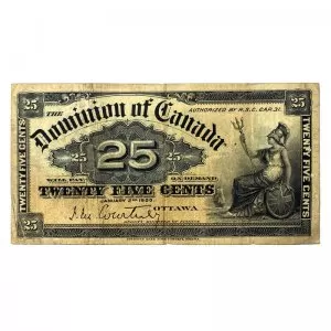1900 Dominion of Canada 25-Cent Shinplaster Courtney Fractional Note (VF) 1900 Dominion of Canada 25-Cent Shinplaster Courtney Fractional Note (VF)