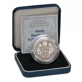 1990 Great Britain £5 Queen Mother's 90th Birthday Sterling Silver Proof Crown Coin - No Beauty Box