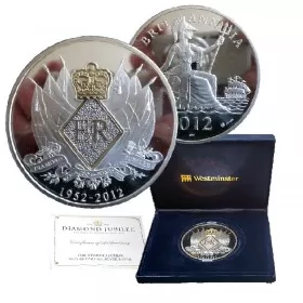 2012 Great Britain Queen Elizabeth II Diamond Jubilee 60-Diamond 5 oz Silver Medal