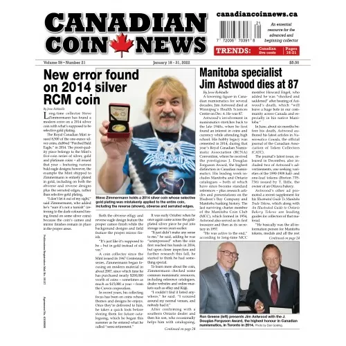 2022 Canadian Coin News Vol 59 #21, Jan 18 - Jan 31