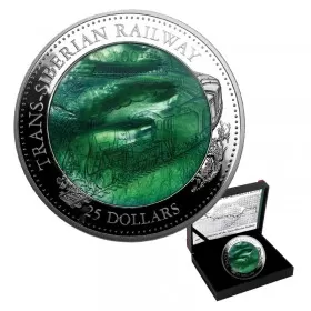 2016 Cook Islands 5 oz Fine Silver $25 Coin - 100th Anniversary of the Trans-Siberian Railway-scuffed capsule
