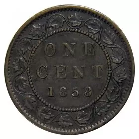1858 Canadian 1-Cent Large Penny Coin (VF) 