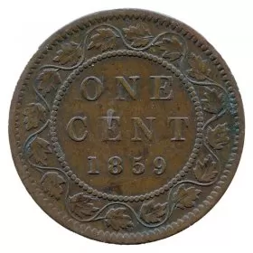 1859 Canadian 1-Cent Large Penny Coin (F+)