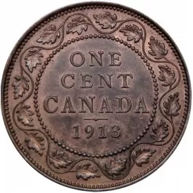 1913 Canadian 1-Cent Large Penny Coin (VF)