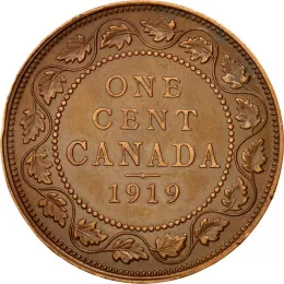1919 Canadian 1-Cent Large Penny Coin (VF)