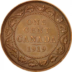 1919 Canadian 1-Cent Large Penny Coin (VF)