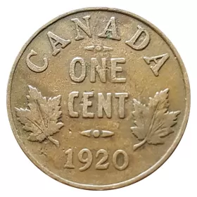 1920 Canadian 1-Cent Small Penny Coin (VF)