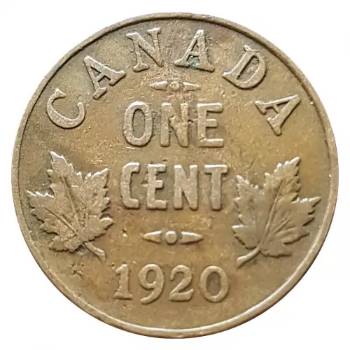 1920 Canadian 1-Cent Small Penny Coin (VF)
