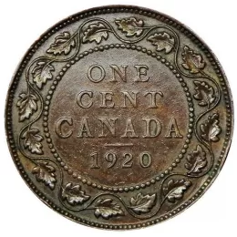 1920 Canadian 1-Cent Large Penny Coin (VF)