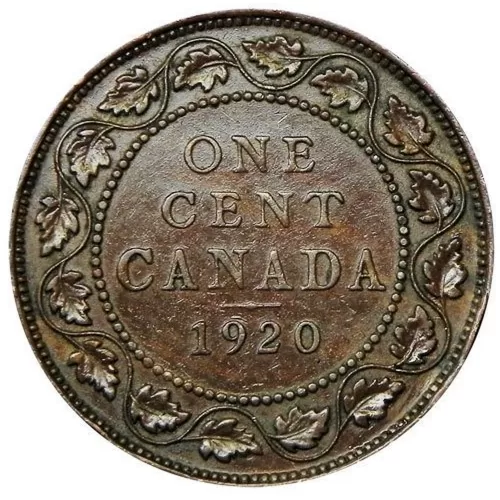 1920 Canadian 1-Cent Large Penny Coin (VF)