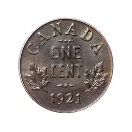 1921 Canadian 1-Cent Small Penny Coin (VG)