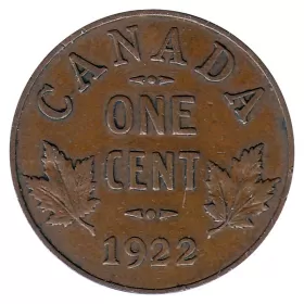 1922 Canadian 1-Cent Small Penny Coin (F)