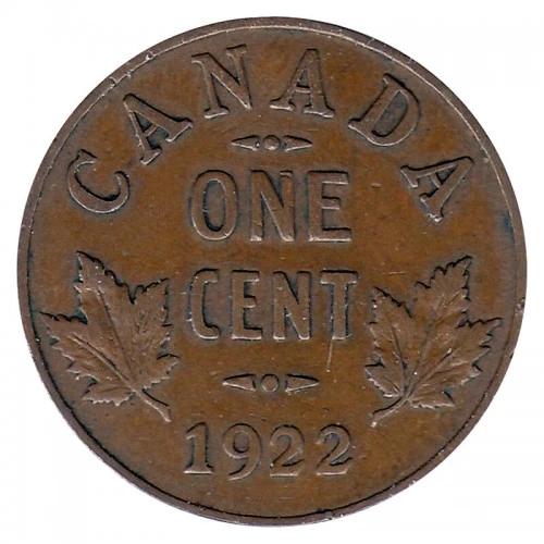 1922 Canadian 1-Cent Small Penny Coin (F)