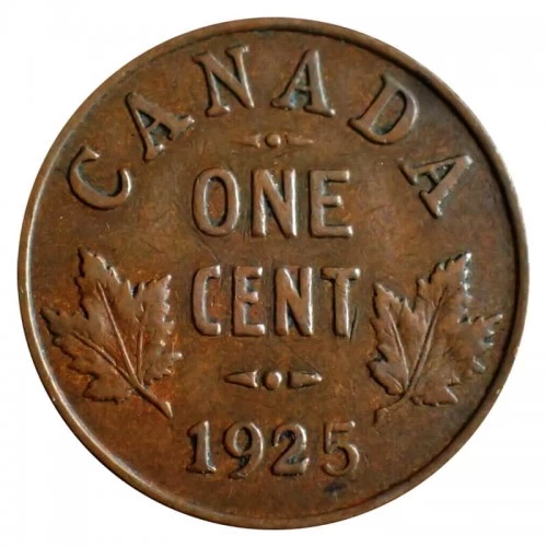 1925 Canadian 1-Cent Small Penny Coin (VG)