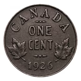 1926 Canadian 1-Cent Small Penny Coin (F)