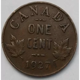 1927 Canadian 1-Cent Small Penny Coin (F)