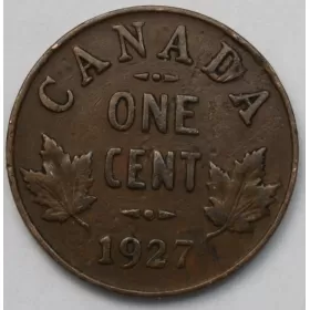 1927 Canadian 1-Cent Small Penny Coin (F)