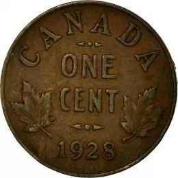 1928 Canadian 1-Cent Small Penny Coin (VF)