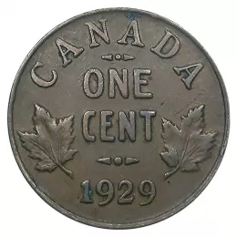 1929 Canadian 1-Cent Small Penny Coin-EF grade