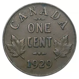 1929 Canadian 1-Cent Small Penny Coin-EF grade