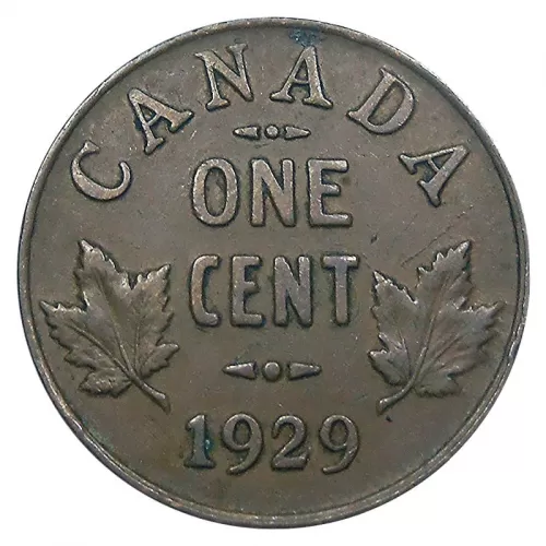 1929 Canadian 1-Cent Small Penny Coin-EF grade