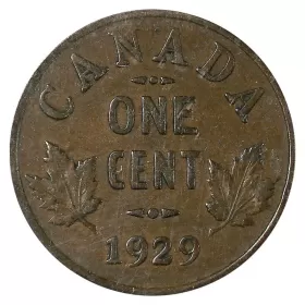 1929 HIGH 9 Canadian 1-Cent Small Penny Coin-F grade