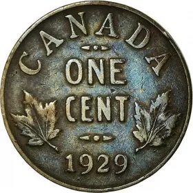 1929 Canadian 1-Cent Small Penny Coin (VF)