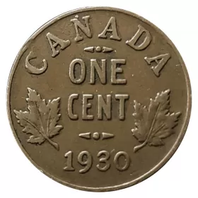 1930 Canadian 1-Cent Small Penny Coin-VG grade