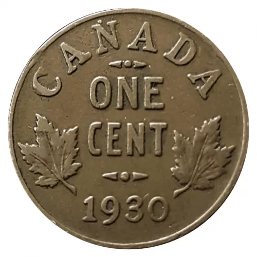 1930 Canadian 1-Cent Small Penny Coin-VG grade