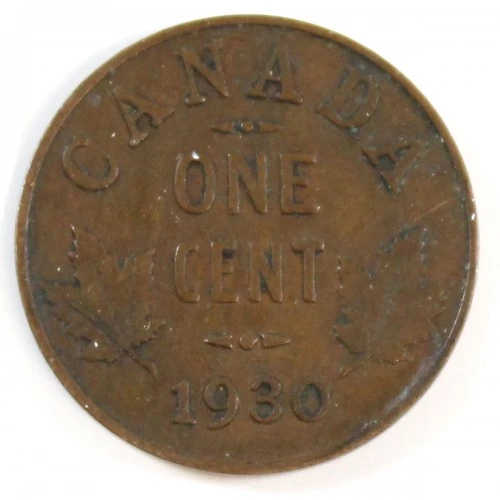 1930 Canadian 1-Cent Small Penny Coin (VF)