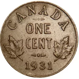 1931 Canadian 1-Cent Small Penny Coin (VF)