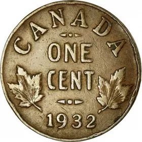 1932 Canadian 1-Cent Small Penny Coin (VF)