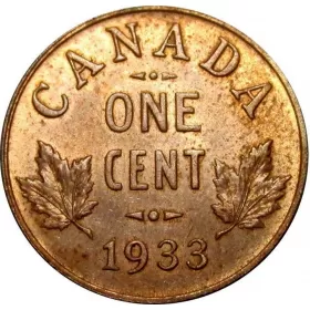 1933 Canadian 1-Cent Small Penny Coin (VF)