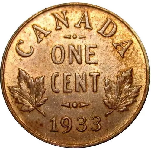 1933 Canadian 1-Cent Small Penny Coin (VF)