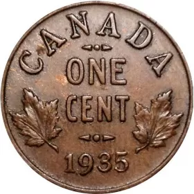 1935 Canadian 1-Cent Small Penny Coin (VF)