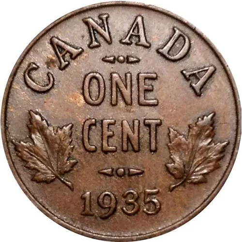 1935 Canadian 1-Cent Small Penny Coin (VF)