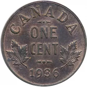 1936 Canadian 1-Cent Small Penny Coin (VF)