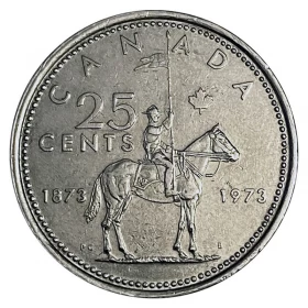 1973 (1873-) LARGE BUST Canadian 25-Cent RCMP Mounted Police Centennial Quarter Coin