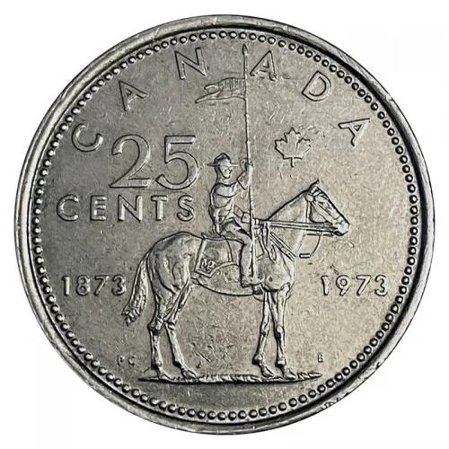 1973 (1873-) LARGE BUST Canadian 25-Cent RCMP Mounted Police Centennial Quarter Coin