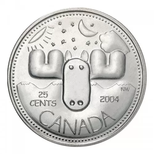 2004-P Canadian 25-Cent Moose "Bullwinkle" Canada Day Series Quarter Coin (Brilliant Uncirculated)