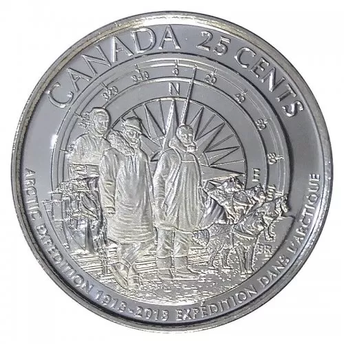2013 (1913-) Canadian 25-Cent Arctic Expedition 100th Anniv Frosted Quarter Coin (Brilliant Uncirculated)