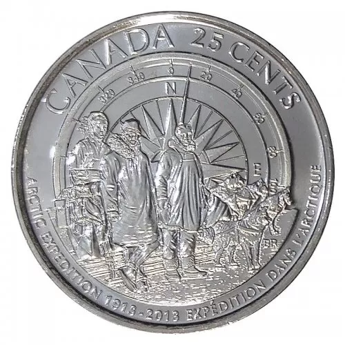 2013 (1913-) Canadian 25-Cent Arctic Expedition 100th Anniv Non-frosted Quarter Coin (Brilliant Uncirculated)