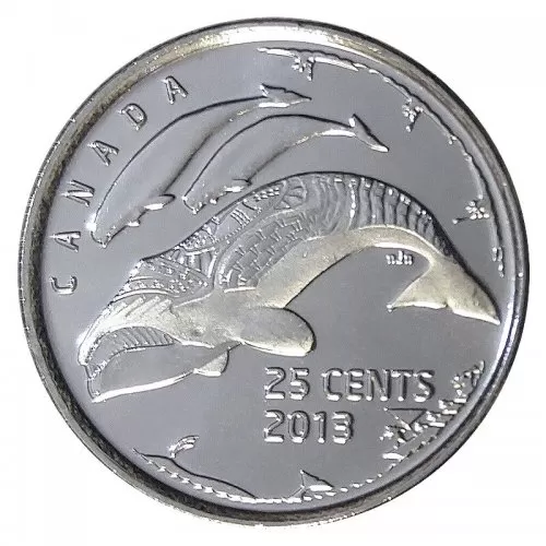 2013 Canadian 25-Cent Life in the North Bowhead Whales *Finish A* Quarter Coin (Brilliant Uncirculated)