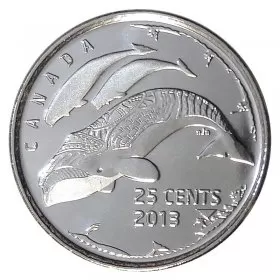 2013 Canadian 25-Cent Life in the North Bowhead Whales *Finish B* Quarter Coin (Brilliant Uncirculated)