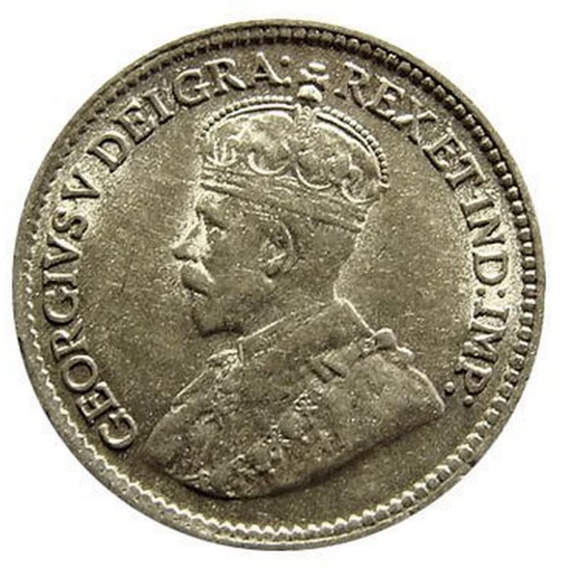 1918 Canadian 5-Cent Small Silver Coin (VF)